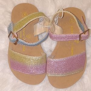NWOT Adrienne Vittadini Girls Multi-colored Glittered Sandals